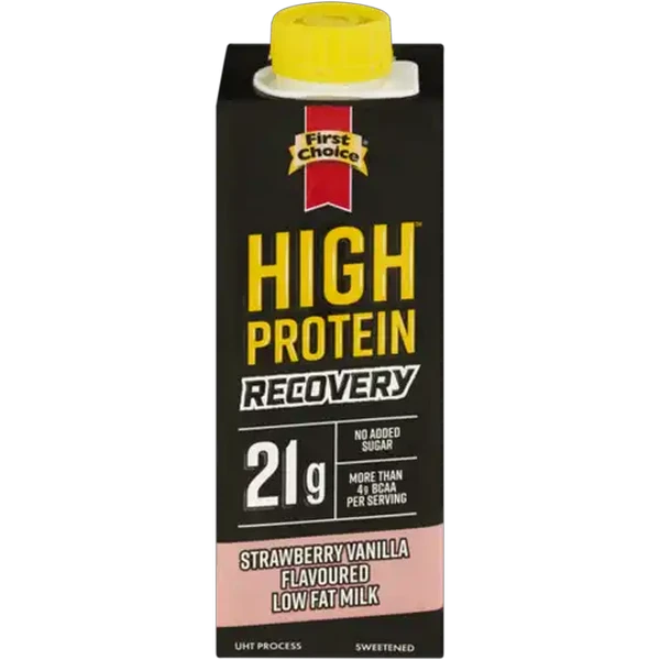 First Choice High Protein Recovery Strawberry Vanilla Flavoured Low Fat Milk 250ml