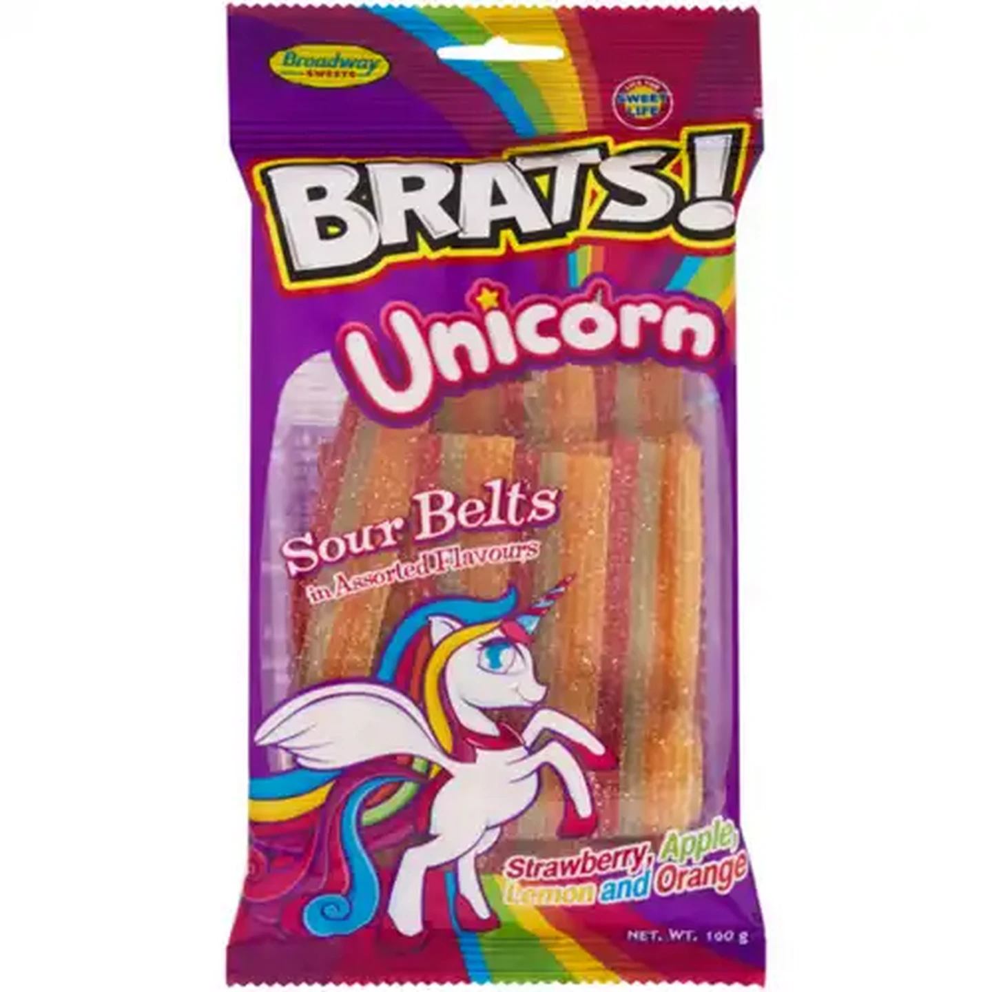 Image of Broadway Sweets Brats! Unicorn Sour Belts 160g
