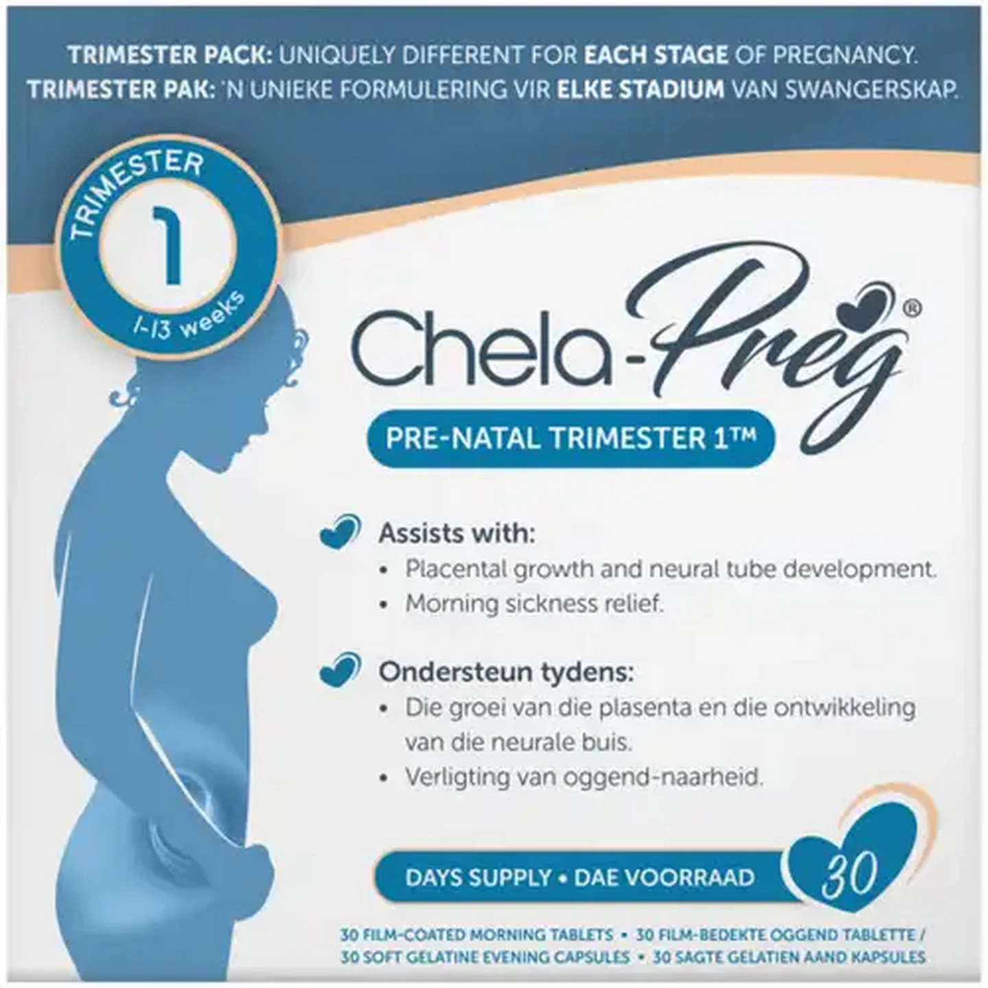 Image of Chela-Preg Trimester 1 Pre-Natal Multivitamin 60 Pack