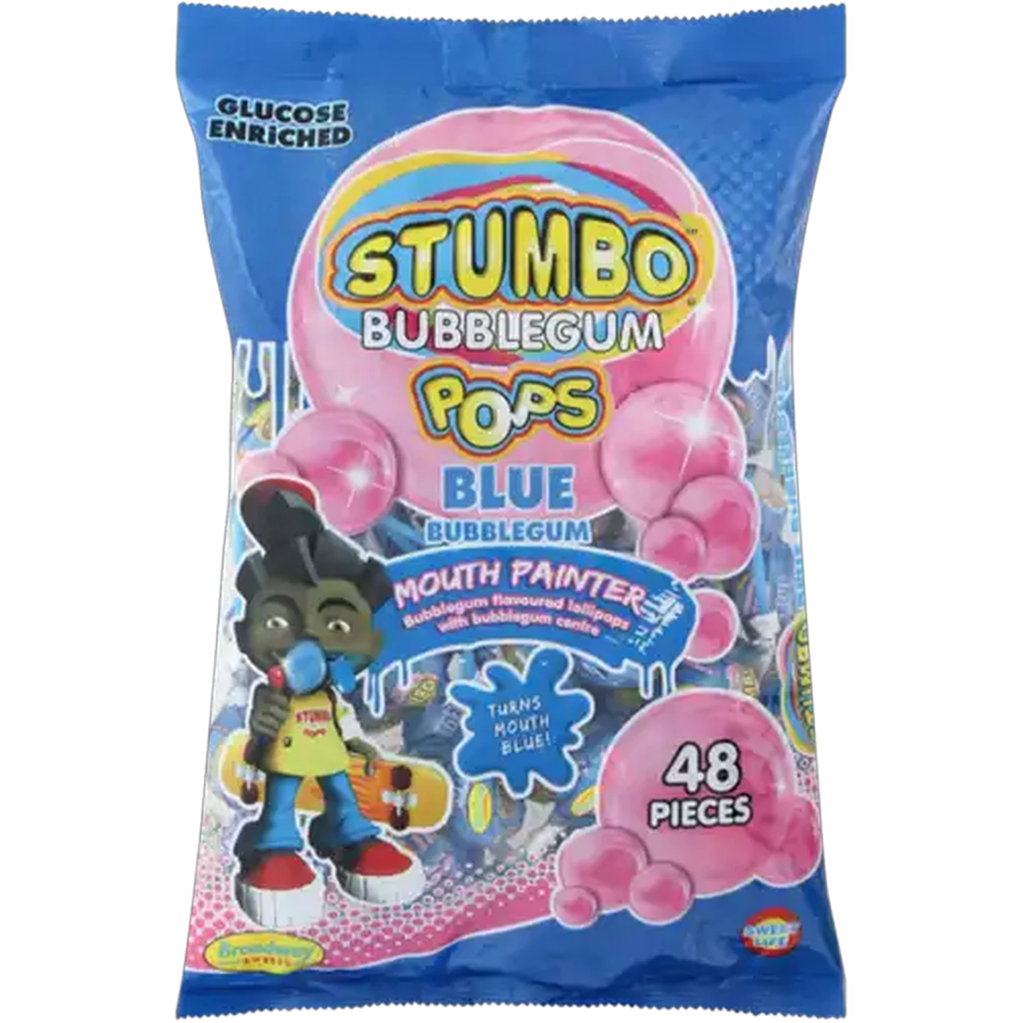 Image of Stumbo Blue Bubblegum Pops 48 Pack