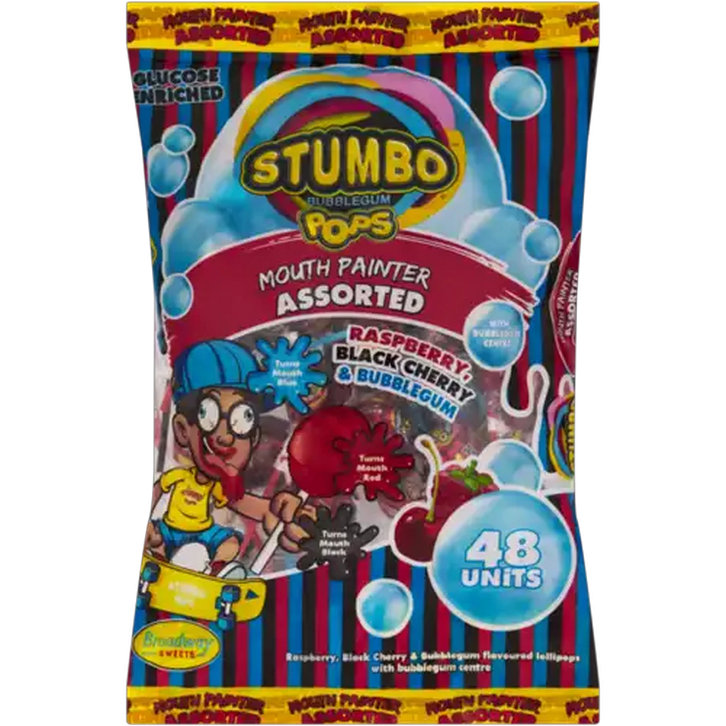 Image of Broadway Sweets Stumbo Assorted Mouth Painter Bubble Gum Lollipops 48 Pack