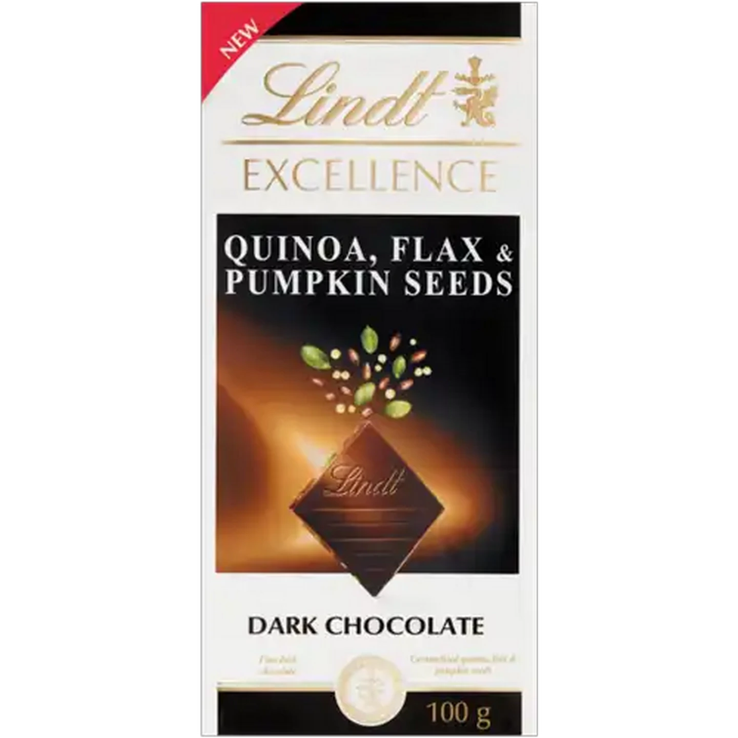 Image of Lindt Excellence Quinoa, Flax & Pumpkin Seeds Dark Chocolate Slab 100g