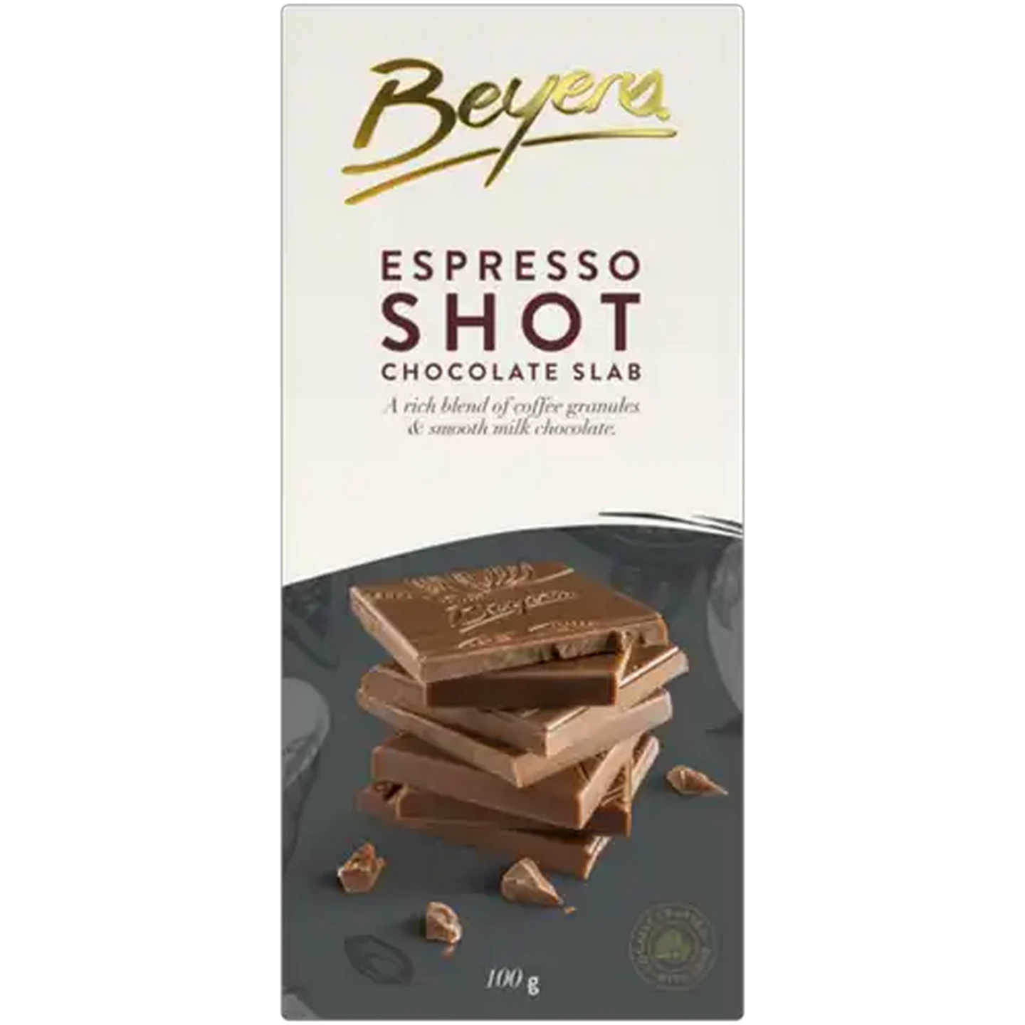 Image of Beyers Espresso Shot Milk Chocolate Slab 100g