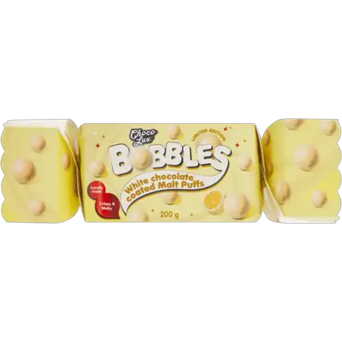 Image of Choco Lux Bobbles White Chocolate Limited Edition Coated Malt Puffs 200g