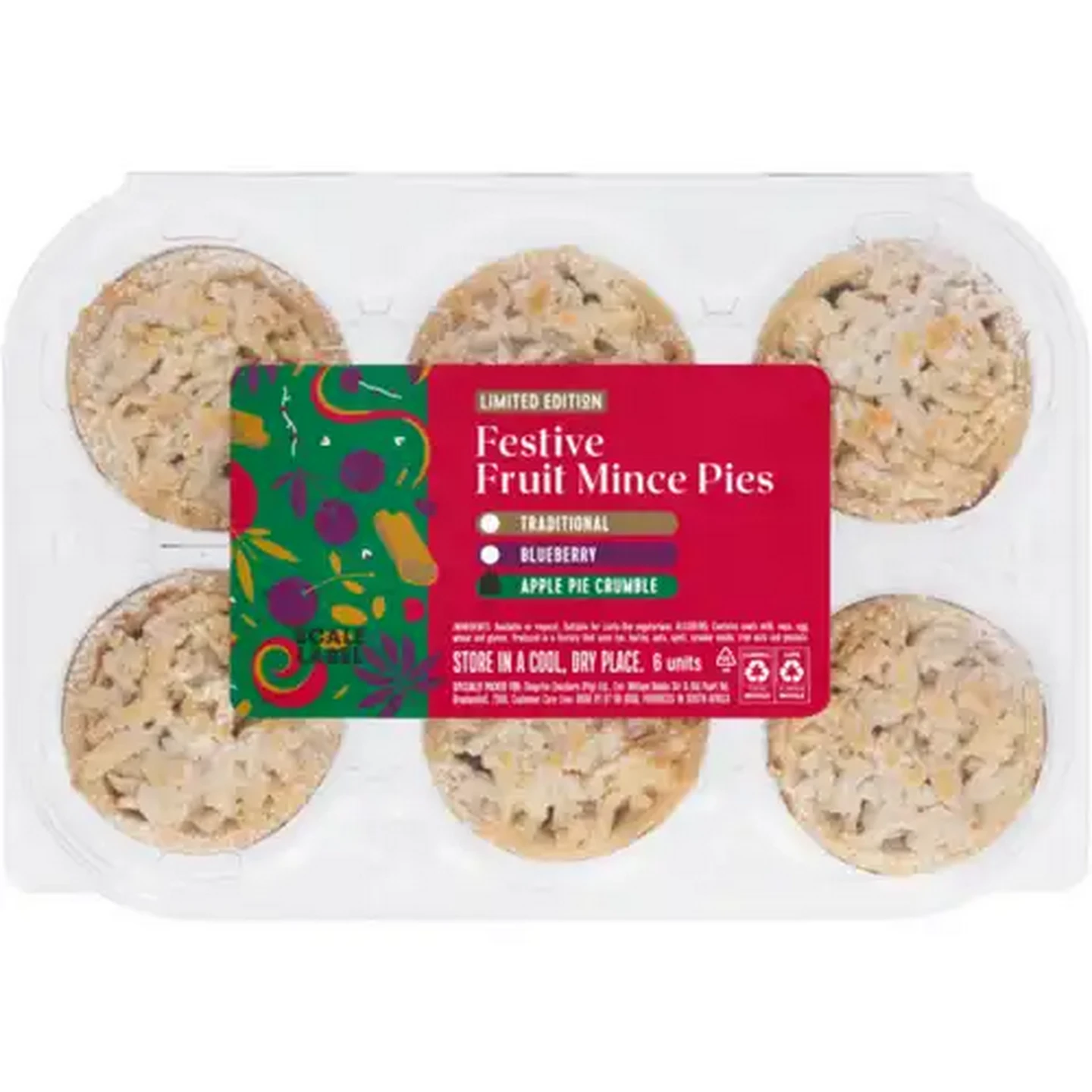 Image of Limited Edition Festive Apple Crumble Fruit Mince Pies 6 Pack