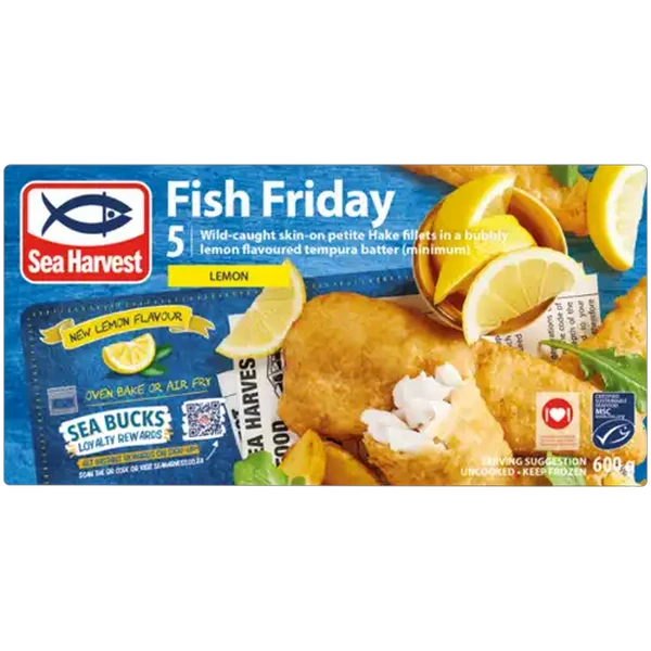 Sea Harvest Lemon Flavour Frozen Fish Friday 600g
