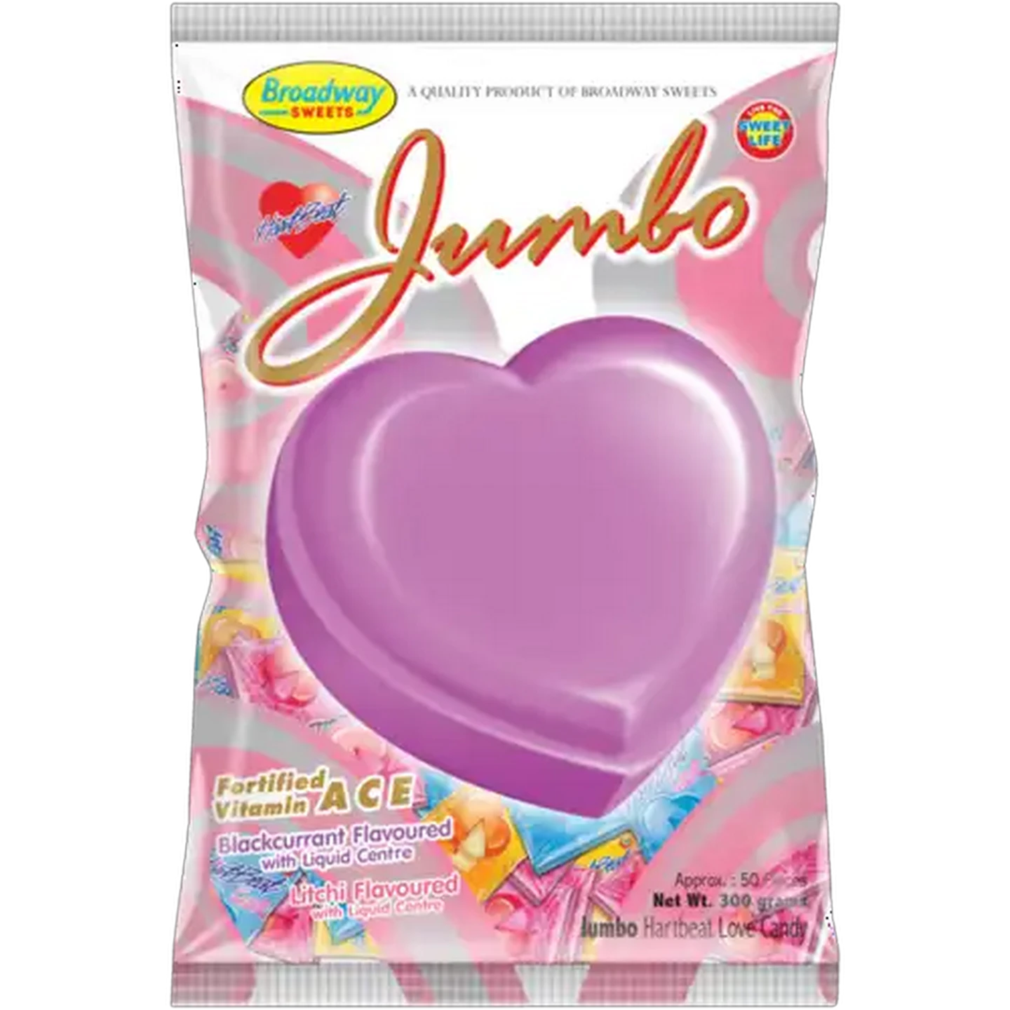 Image of Broadway Sweets Hartbeat Assorted Jumbo Love Candy 300g