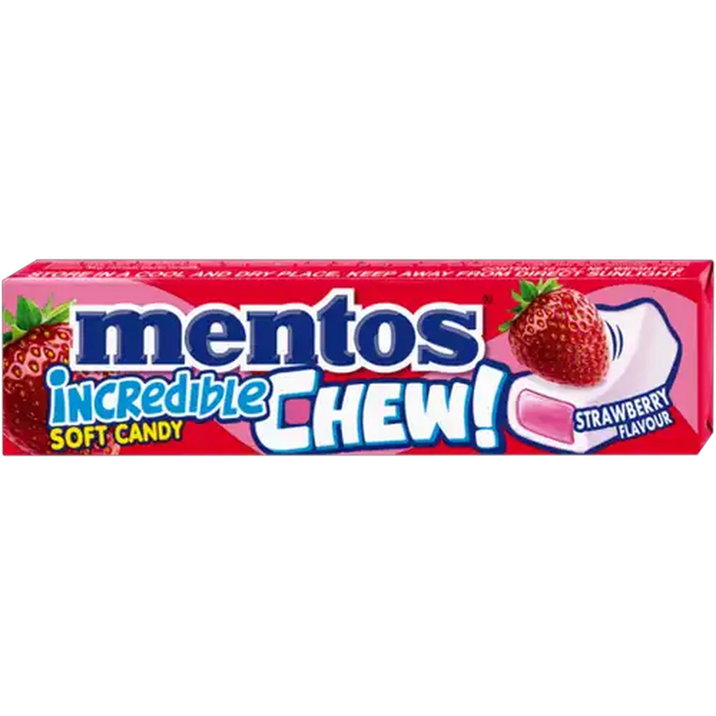 Image of Mentos Incredible Chew! Strawberry Flavour Soft Candy 47g