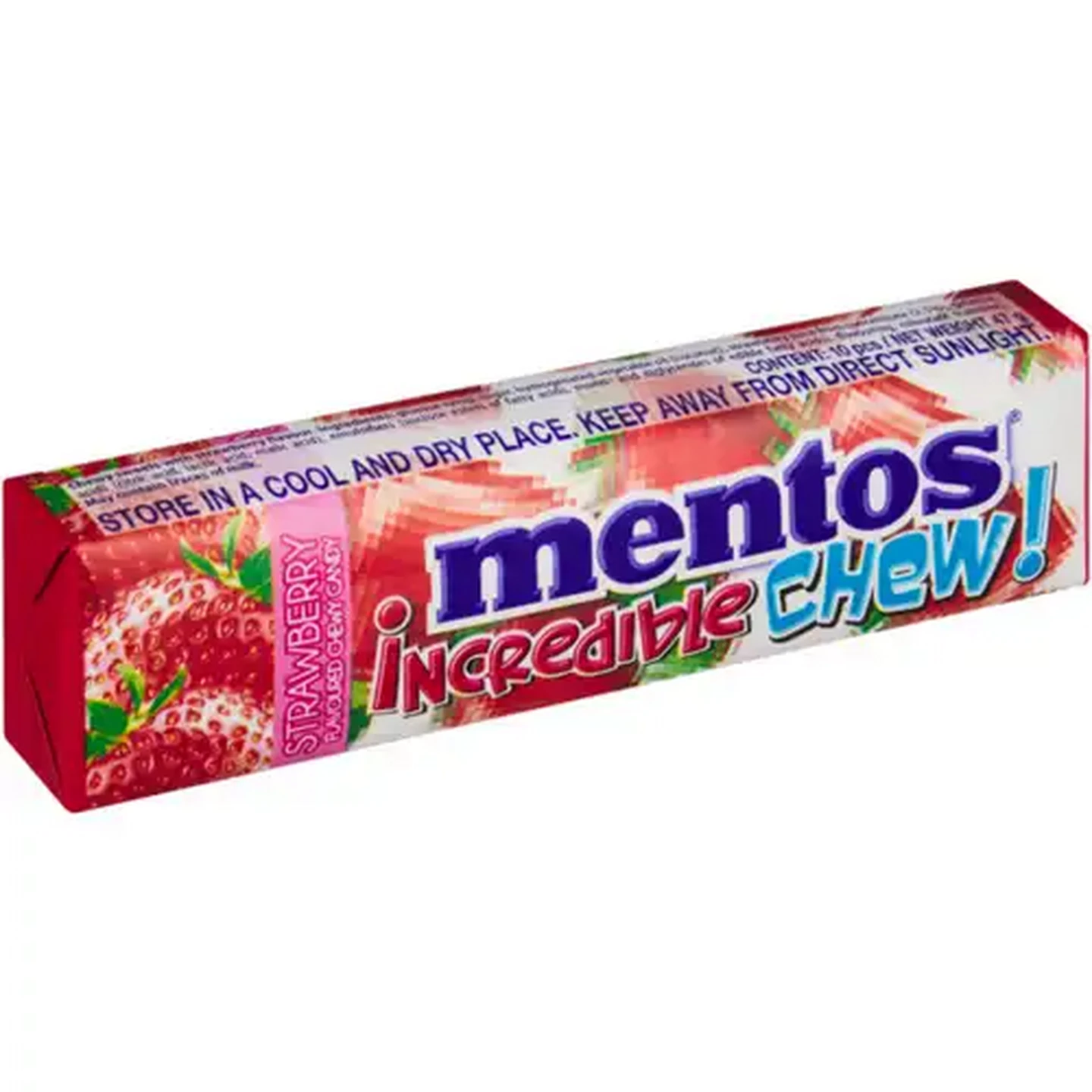 Image of Mentos Incredible Chew! Strawberry Flavour Soft Candy 47g