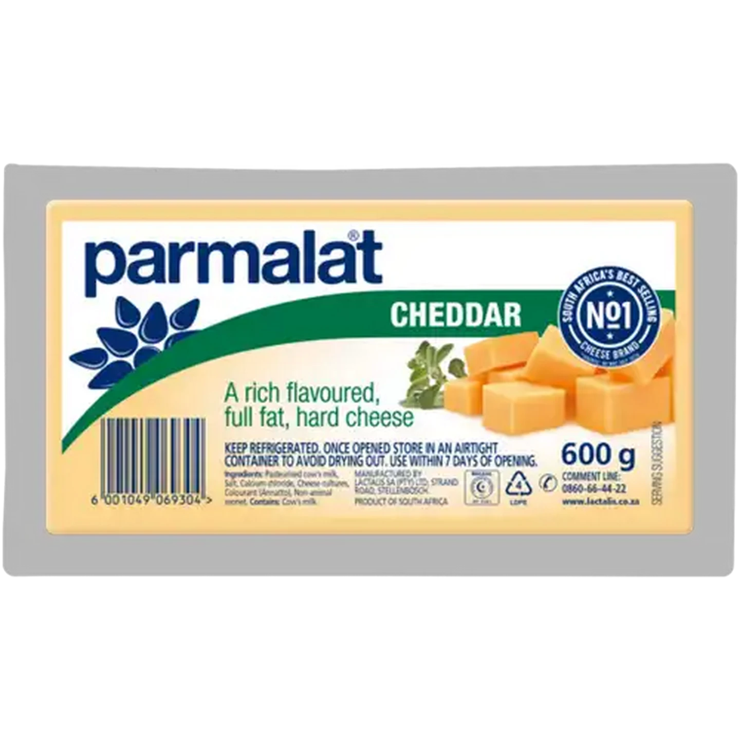 Image of Parmalat Full Fat Cheddar Cheese Pack 600g