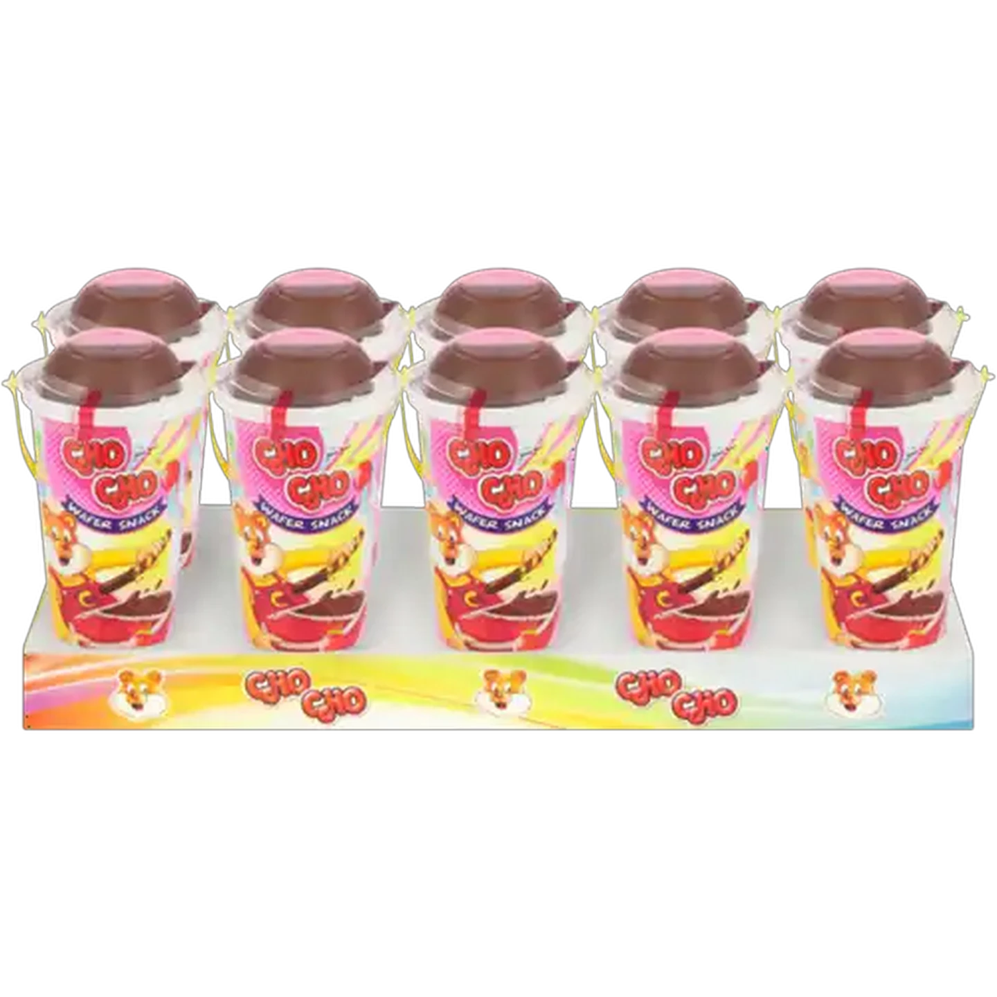 Image of Cho Cho Wafer Snack with Chocolate & Strawberry Dip 10 x 35g