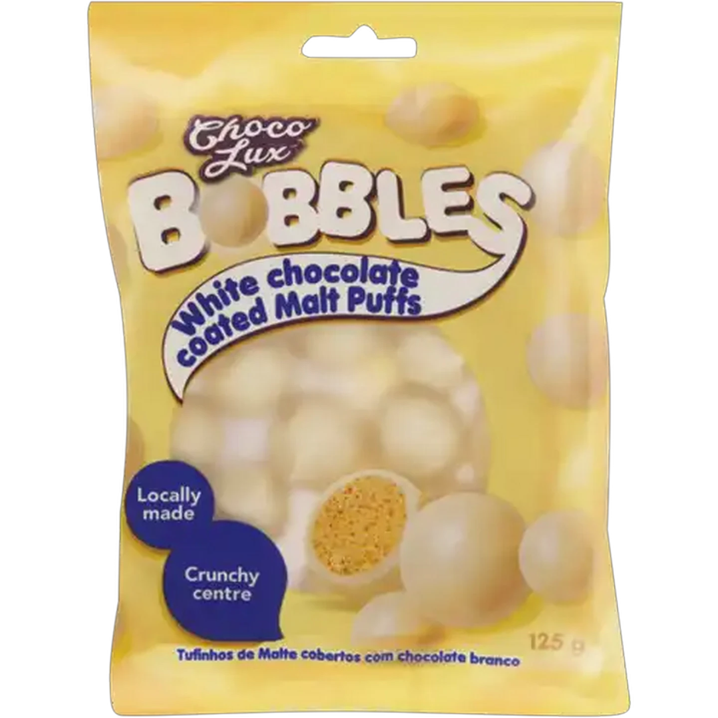 Image of Choco Lux Malt Puffs White Chocolate Bobbles 125g