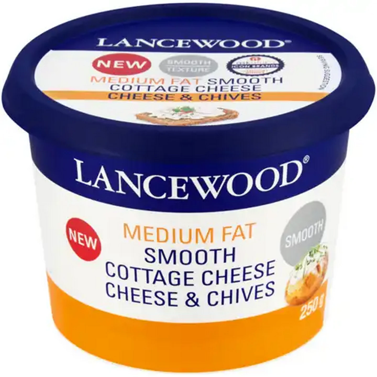 Image of LANCEWOOD Cheese & Chives Medium Fat Smooth Cottage Cheese 250g