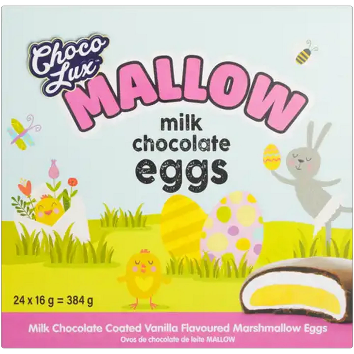 Image of Choco Lux Mallow Milk Chocolate Eggs 24 x 16g