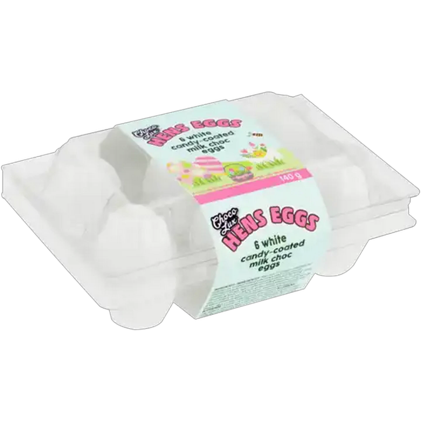 Image of Choco Lux White Candy-Coated Milk Choc Eggs 6 Pack