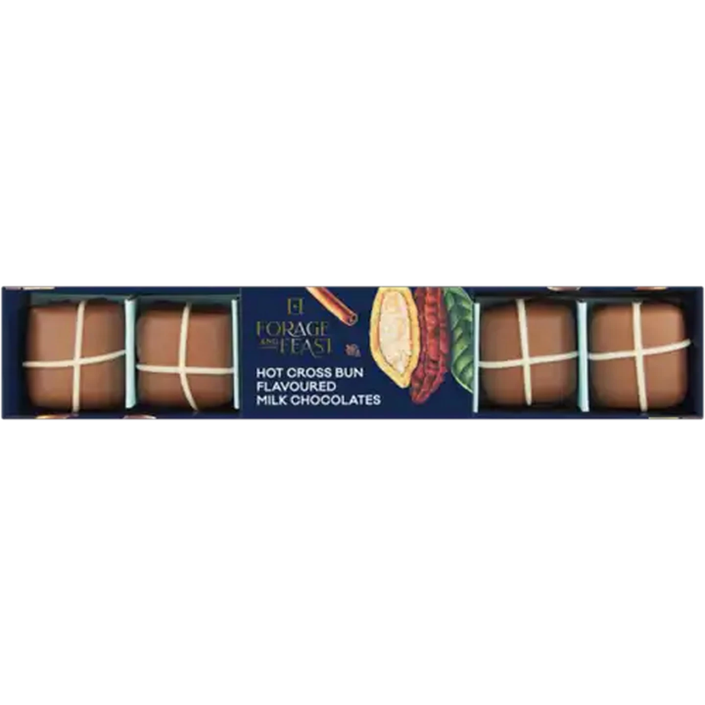 Image of Forage And Feast Hot Cross Bun Flavoured Milk Chocolates 6 Pack