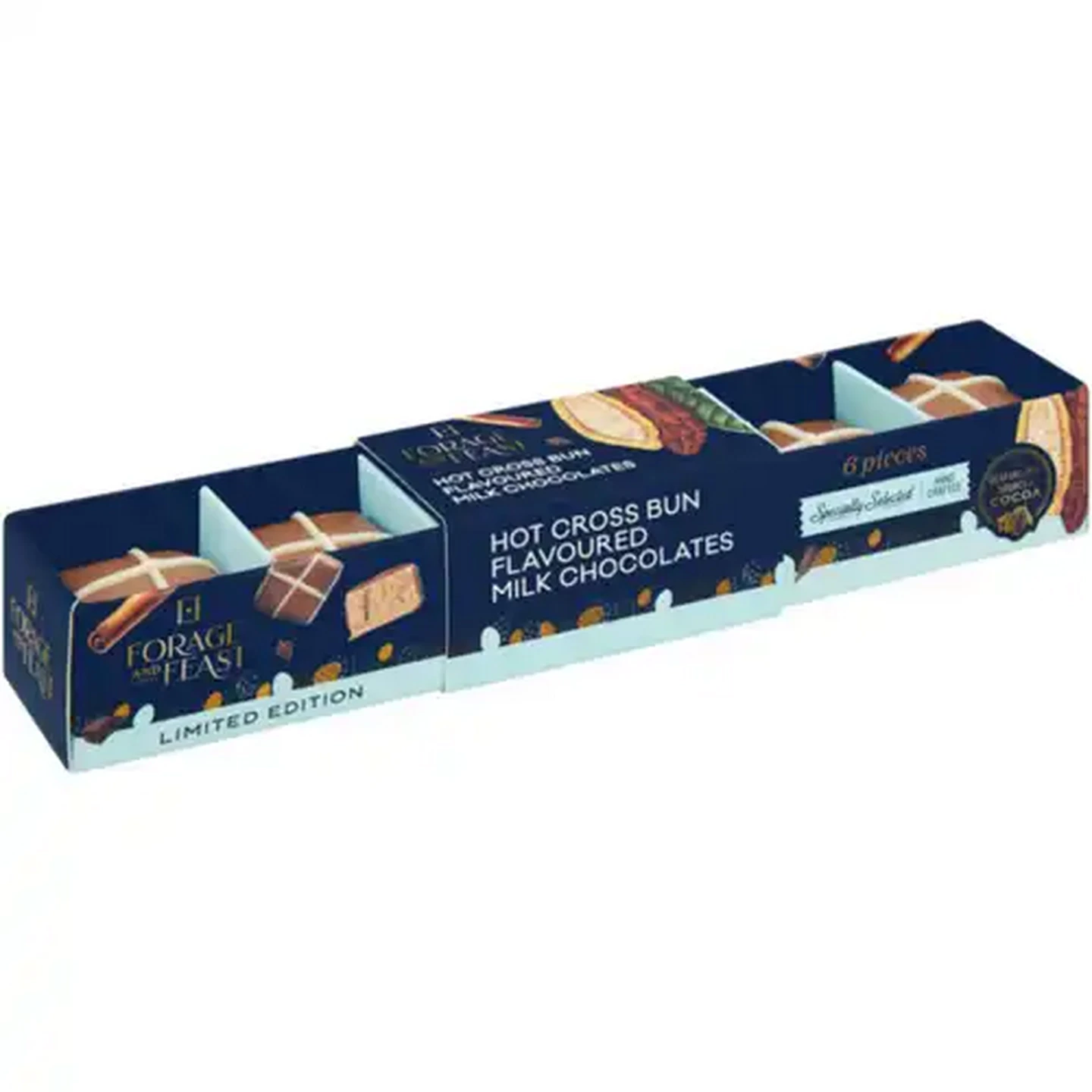 Image of Forage And Feast Hot Cross Bun Flavoured Milk Chocolates 6 Pack