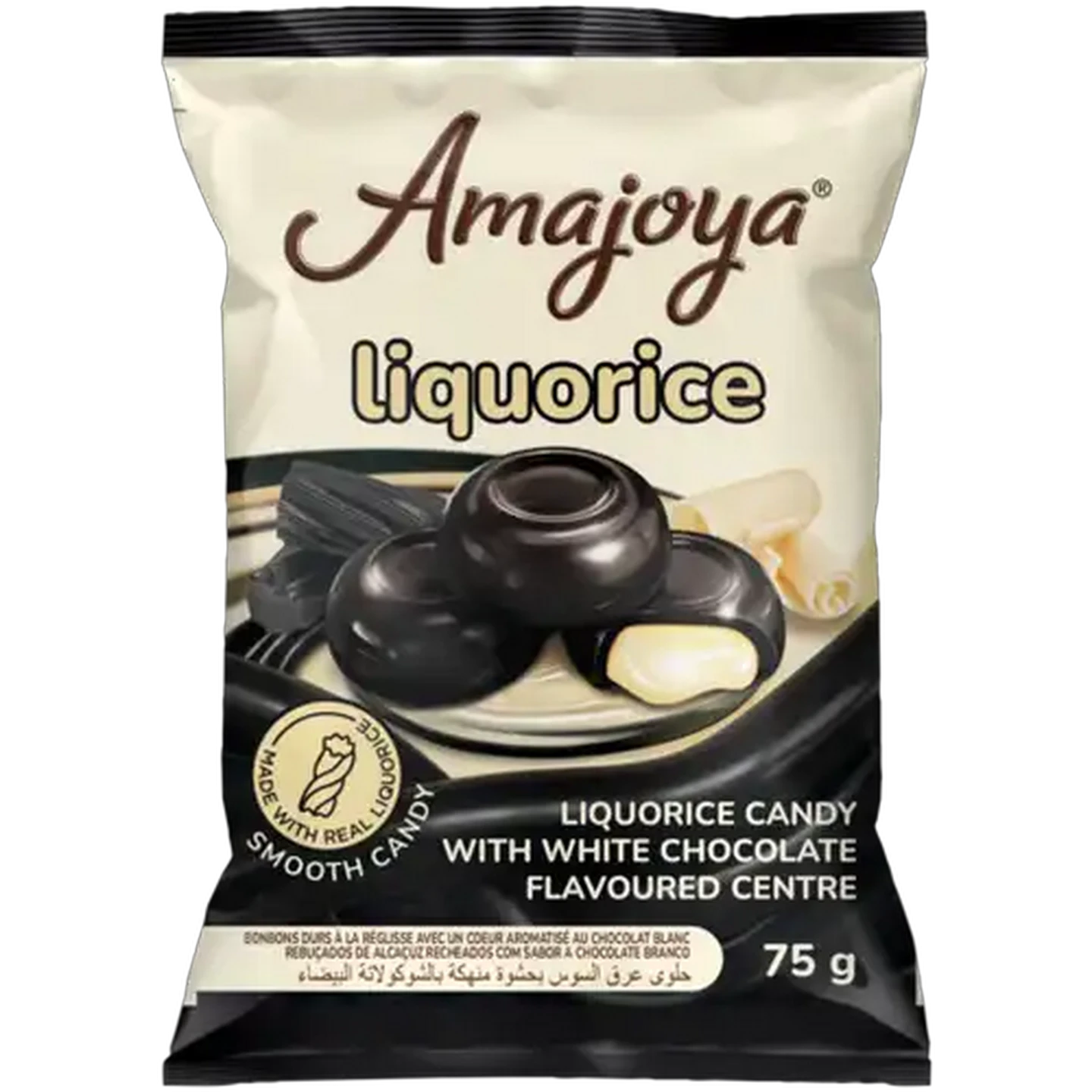 Image of Amajoya Liquorice Candy with White Chocolate Flavoured Centre 75g