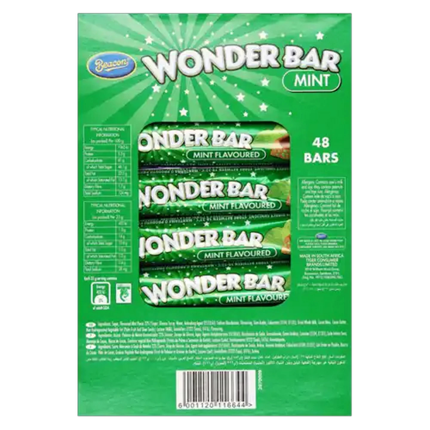 Image of Wonder Bar Mint Flavoured Milk Chocolate Bars 48 x 23g