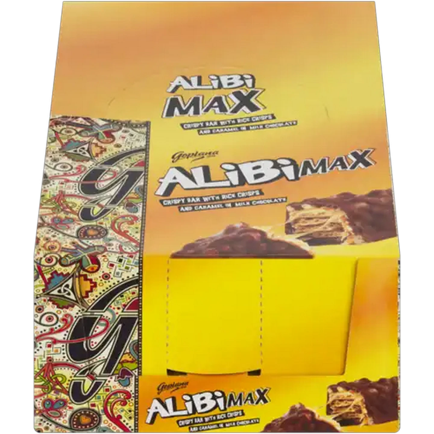 Image of Alibi Max Rice Crisps & Caramel Milk Chocolate Bar 32 Pack