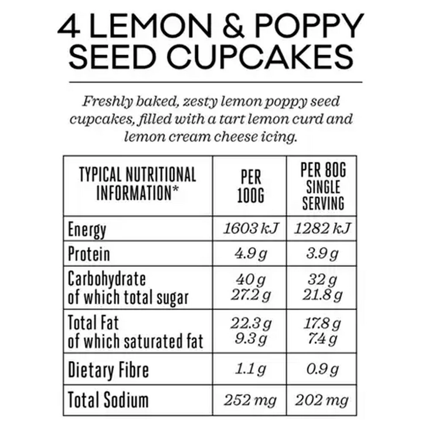 Image of Forage And Feast Lemon & Poppy Seed Cupcakes 4 Pack