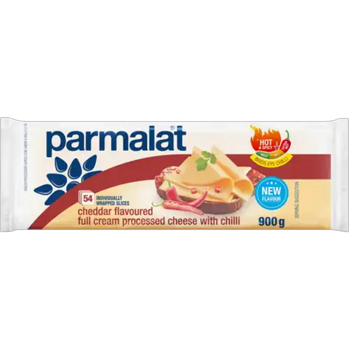 Image of Parmalat Cheddar Flavoured Sliced Full Cream Processed Cheese with Chilli 54 Pack