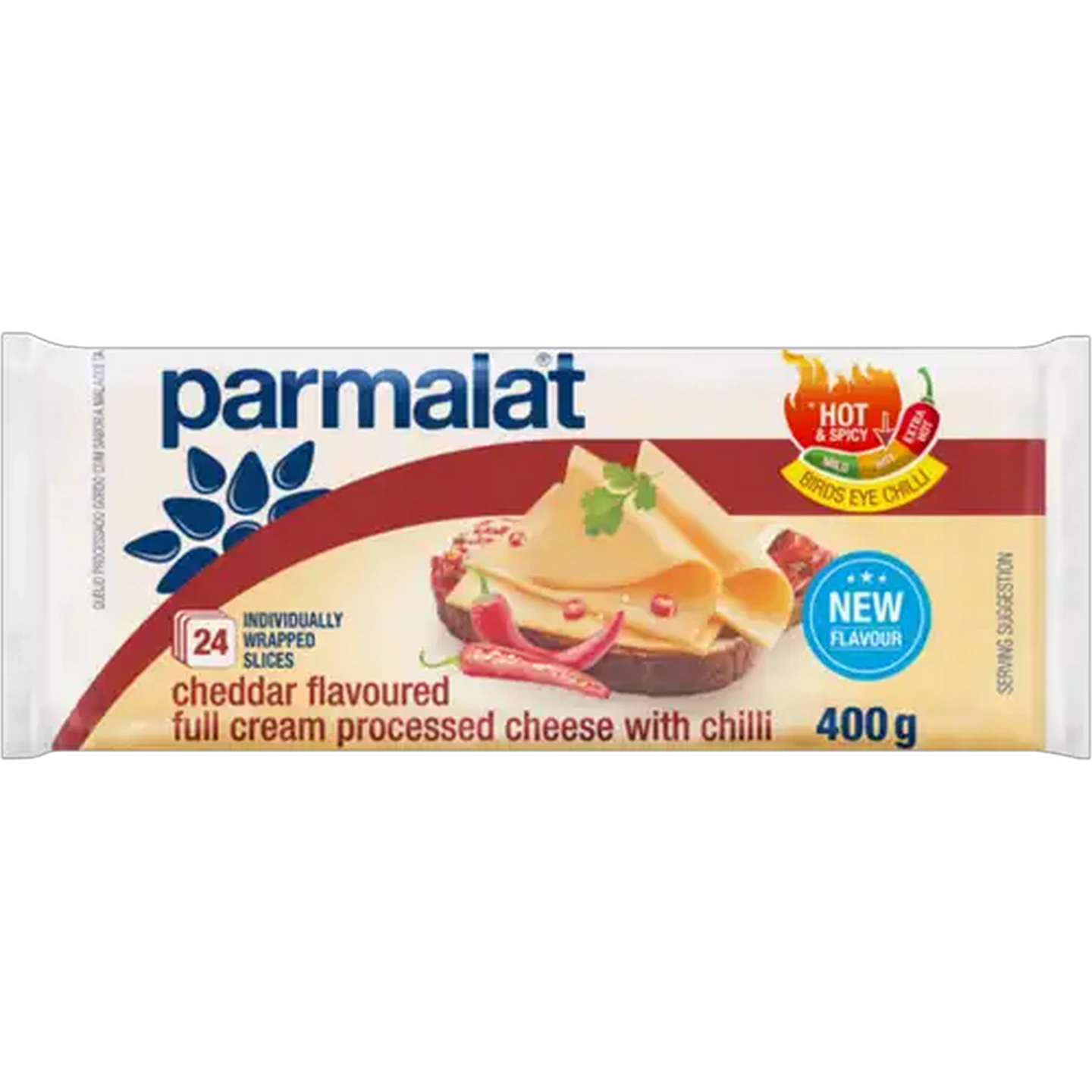 Image of Parmalat Cheddar Flavoured Sliced Full Cream Processed Cheese with Chilli 24 Pack