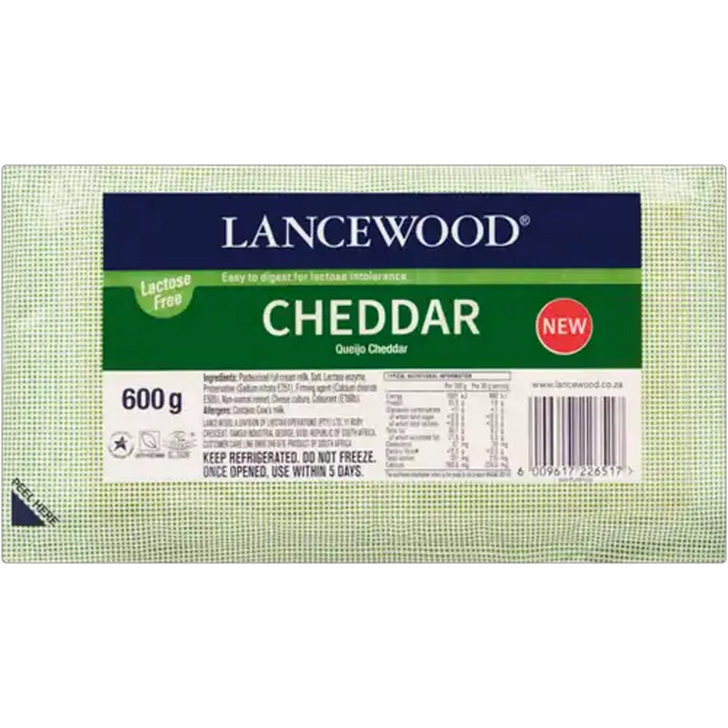 Image of LANCEWOOD Lactose Free Cheddar Cheese 600g
