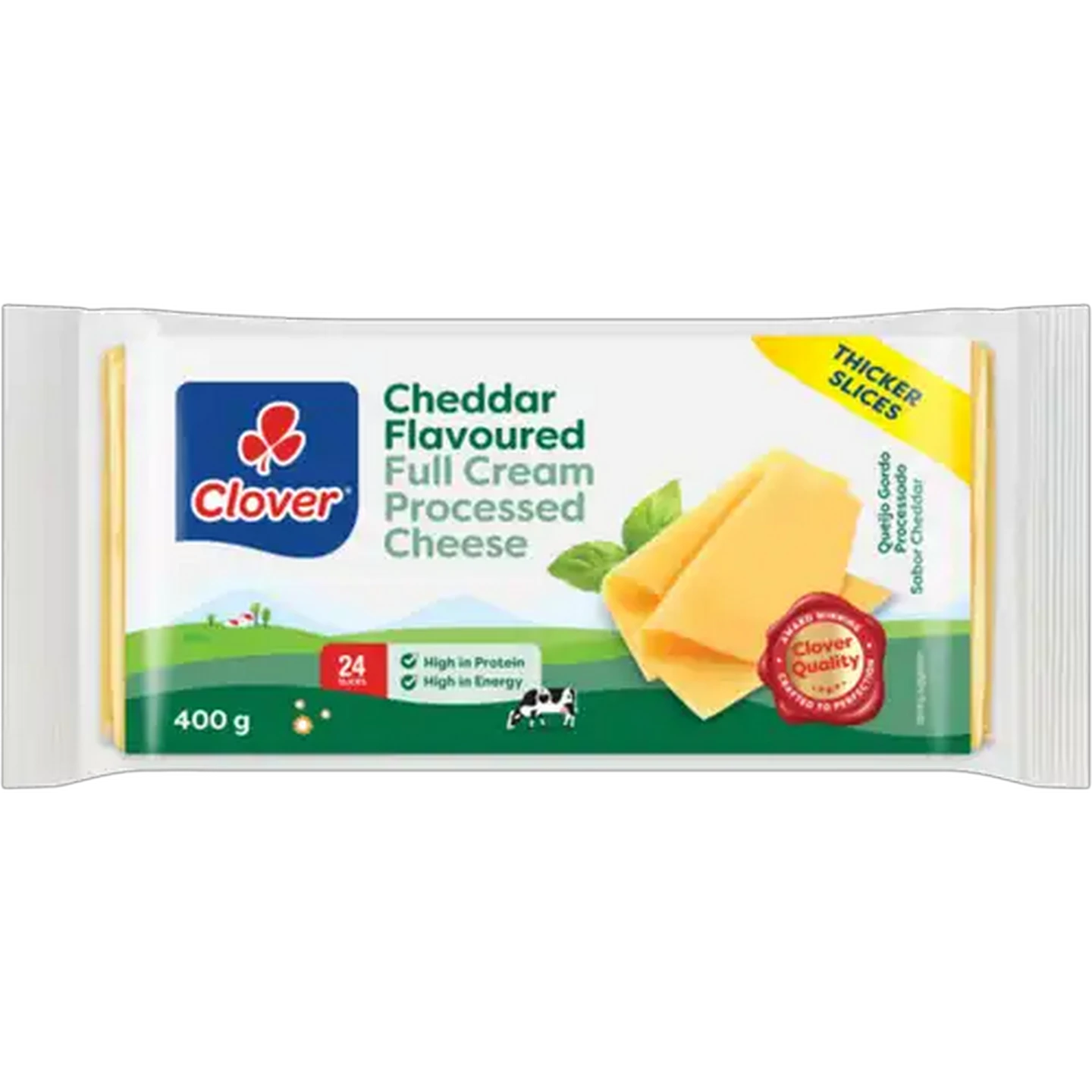 Image of Clover Cheddar Flavoured Full Cream Processed Cheese Slices 400g