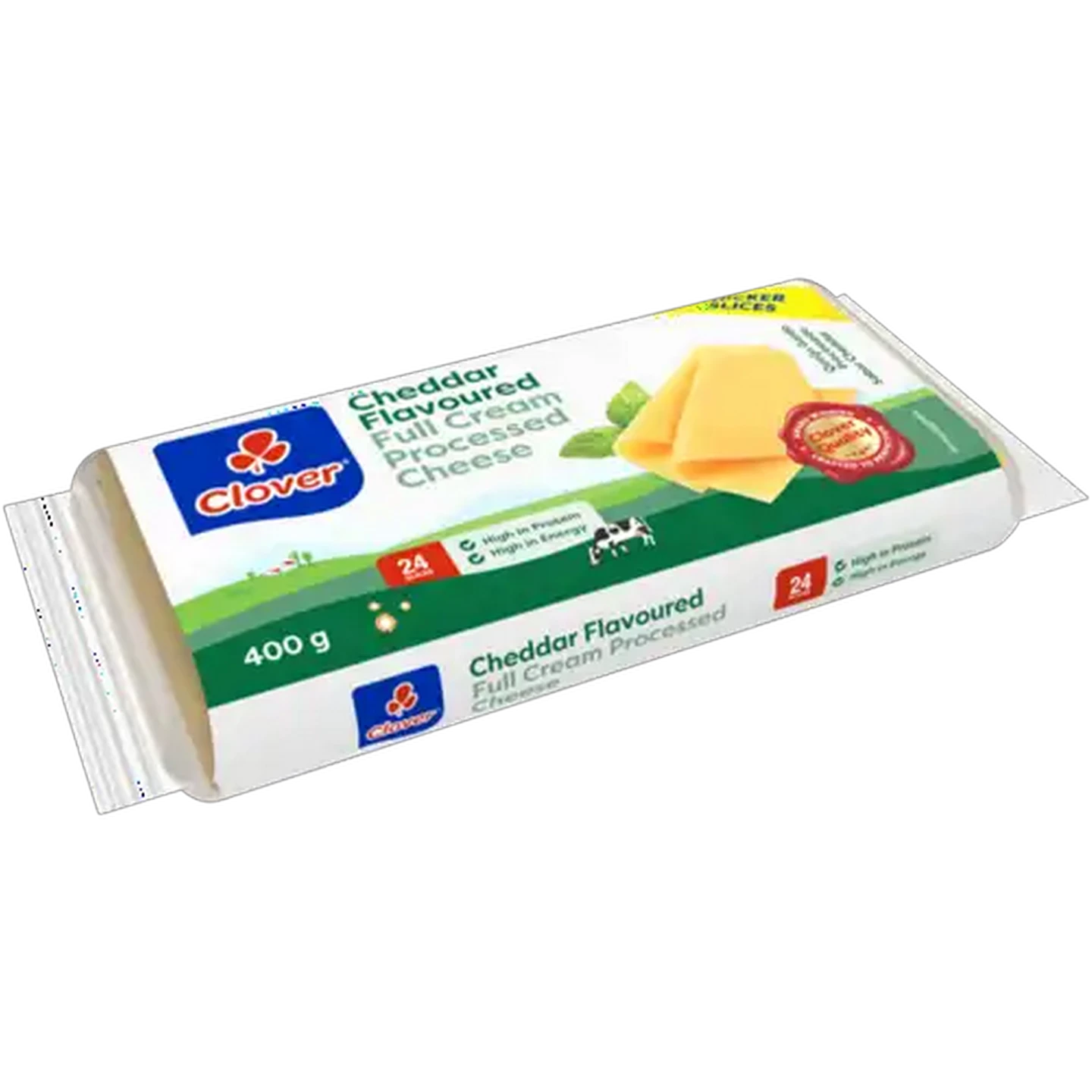 Image of Clover Cheddar Flavoured Full Cream Processed Cheese Slices 400g