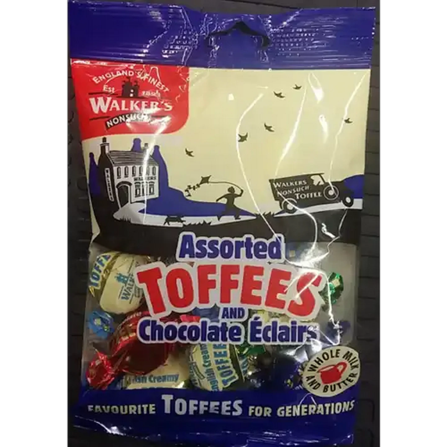 Image of Walkers Assorted Toffees & Chocolate Eclairs 150g