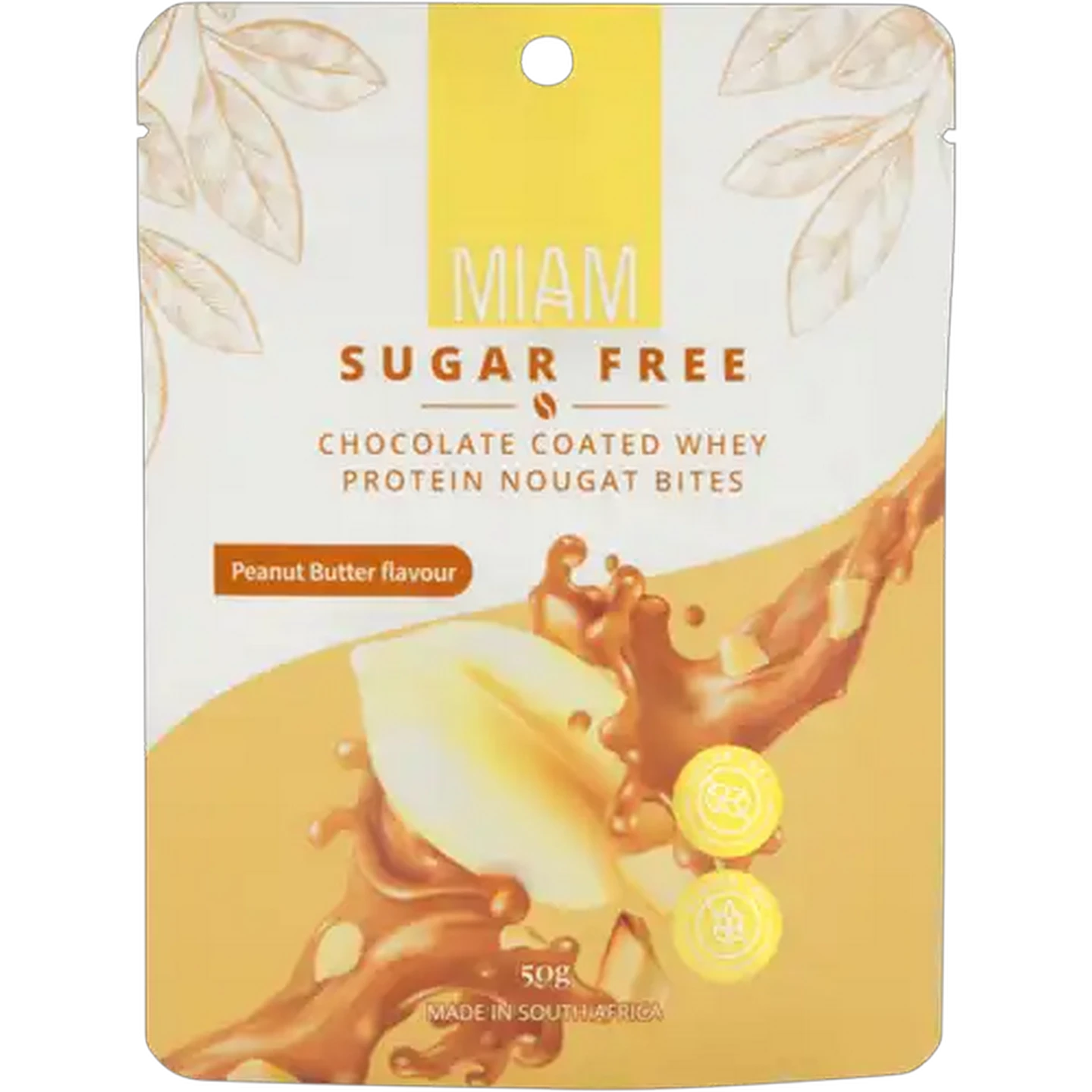 Image of Miam Peanut Butter Flavour Chocolate Coated Whey Protein Nougat Bites 50g