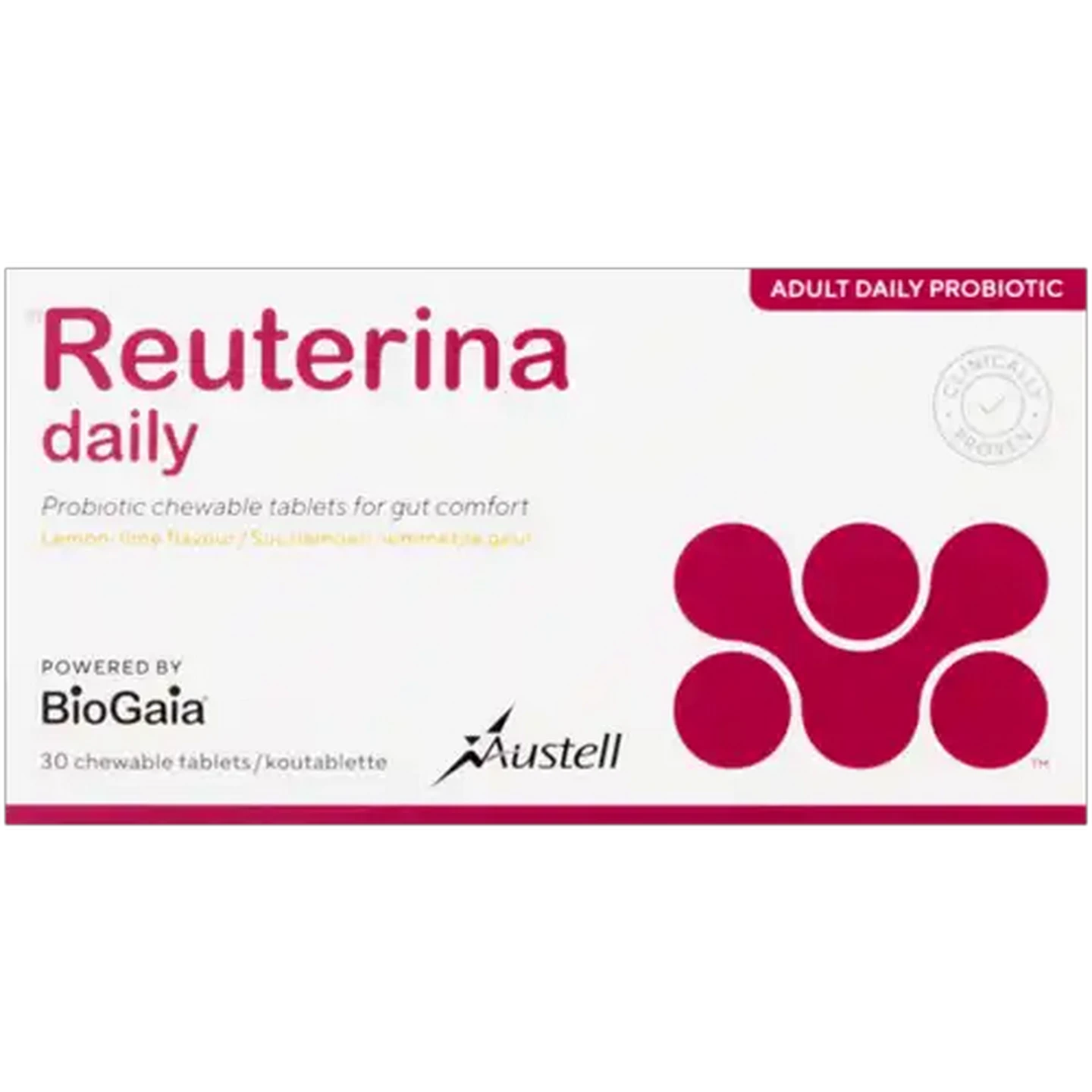 Image of Reuterina Daily Lemon-Lime Flavour Adult Health Probiotic Chew Tablets 30 Pack