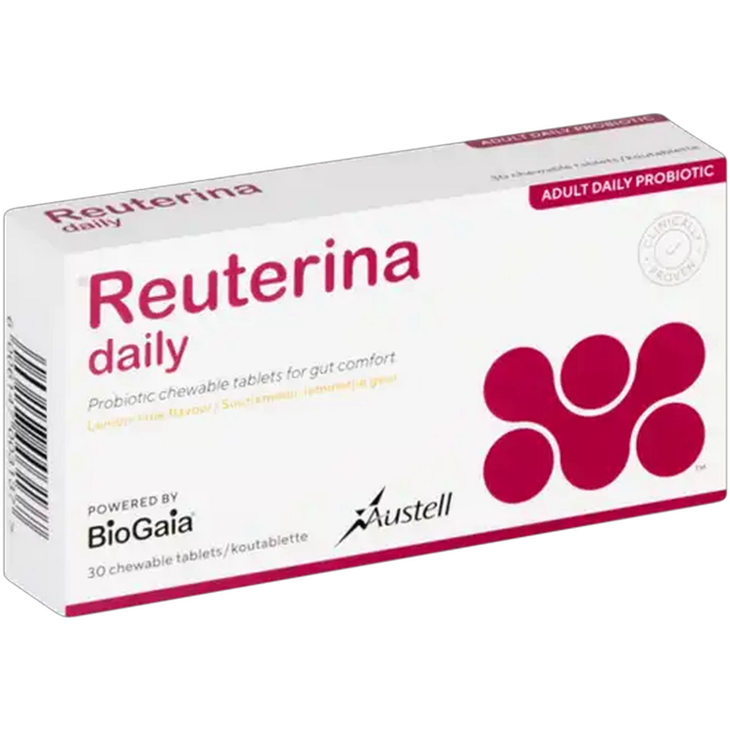 Image of Reuterina Daily Lemon-Lime Flavour Adult Health Probiotic Chew Tablets 30 Pack