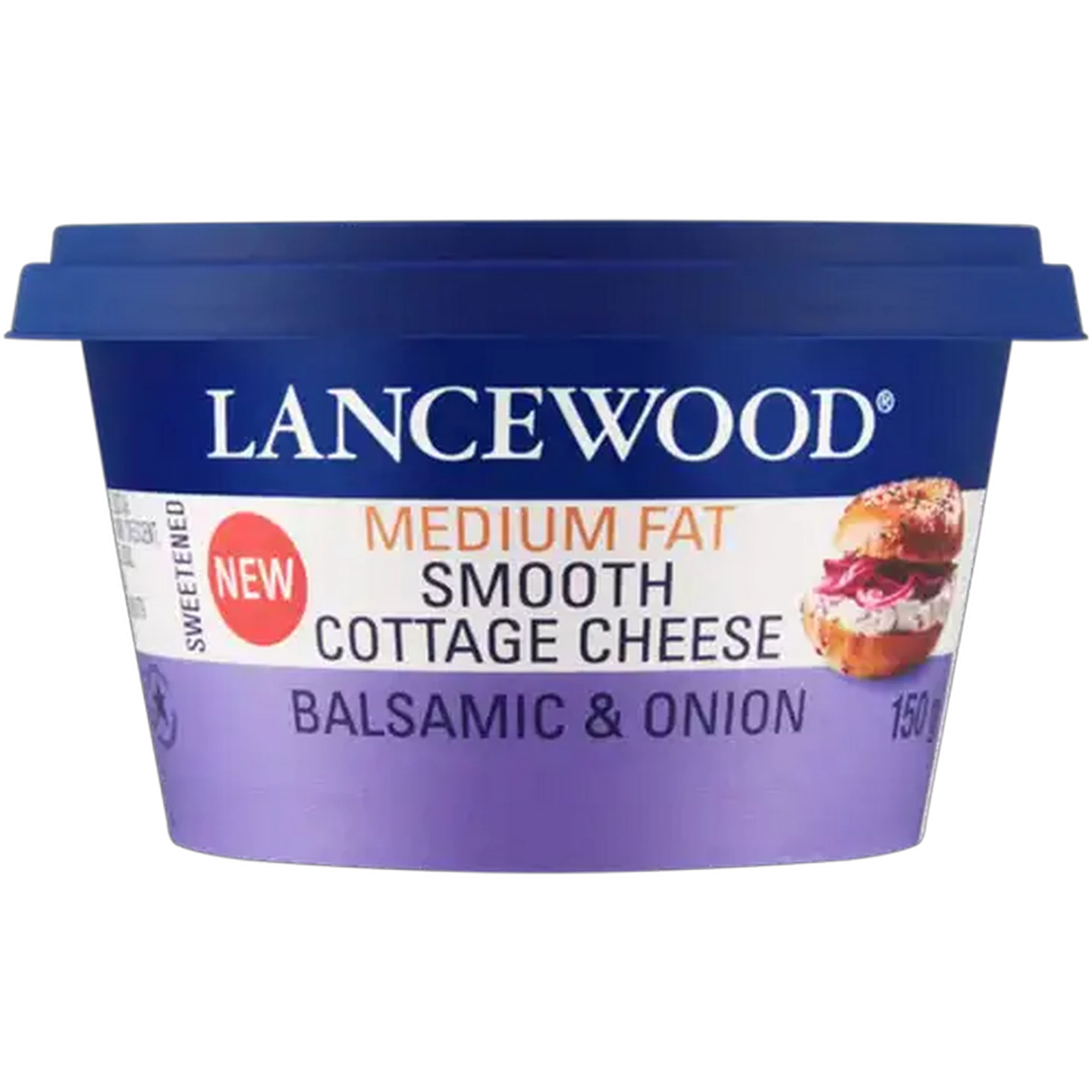 Image of LANCEWOOD Balsamic & Onion Medium Fat Smooth Cottage Cheese 150g