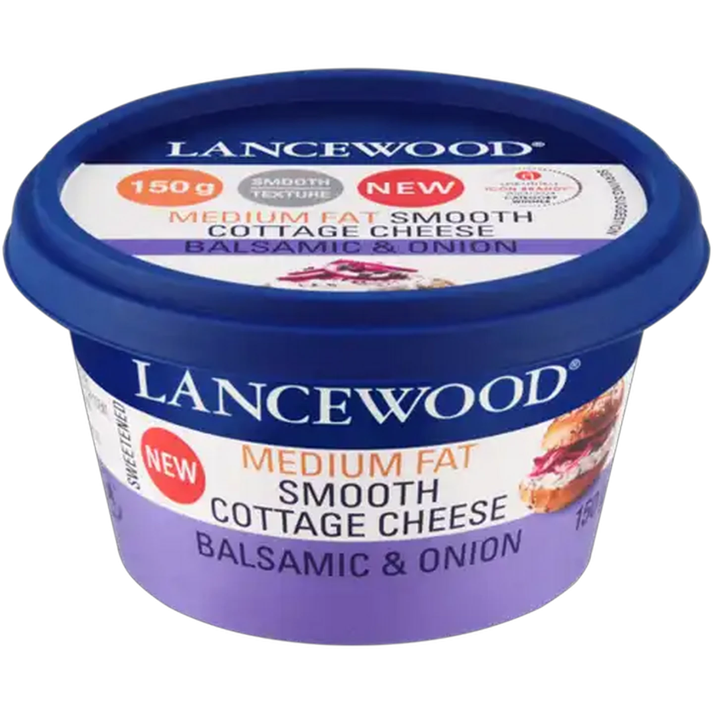 Image of LANCEWOOD Balsamic & Onion Medium Fat Smooth Cottage Cheese 150g