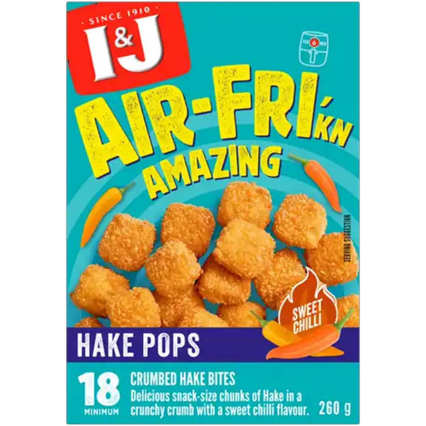 Image of I&J Air-Fri'kn Amazing Sweet Chilli Frozen Hake Pops 260g