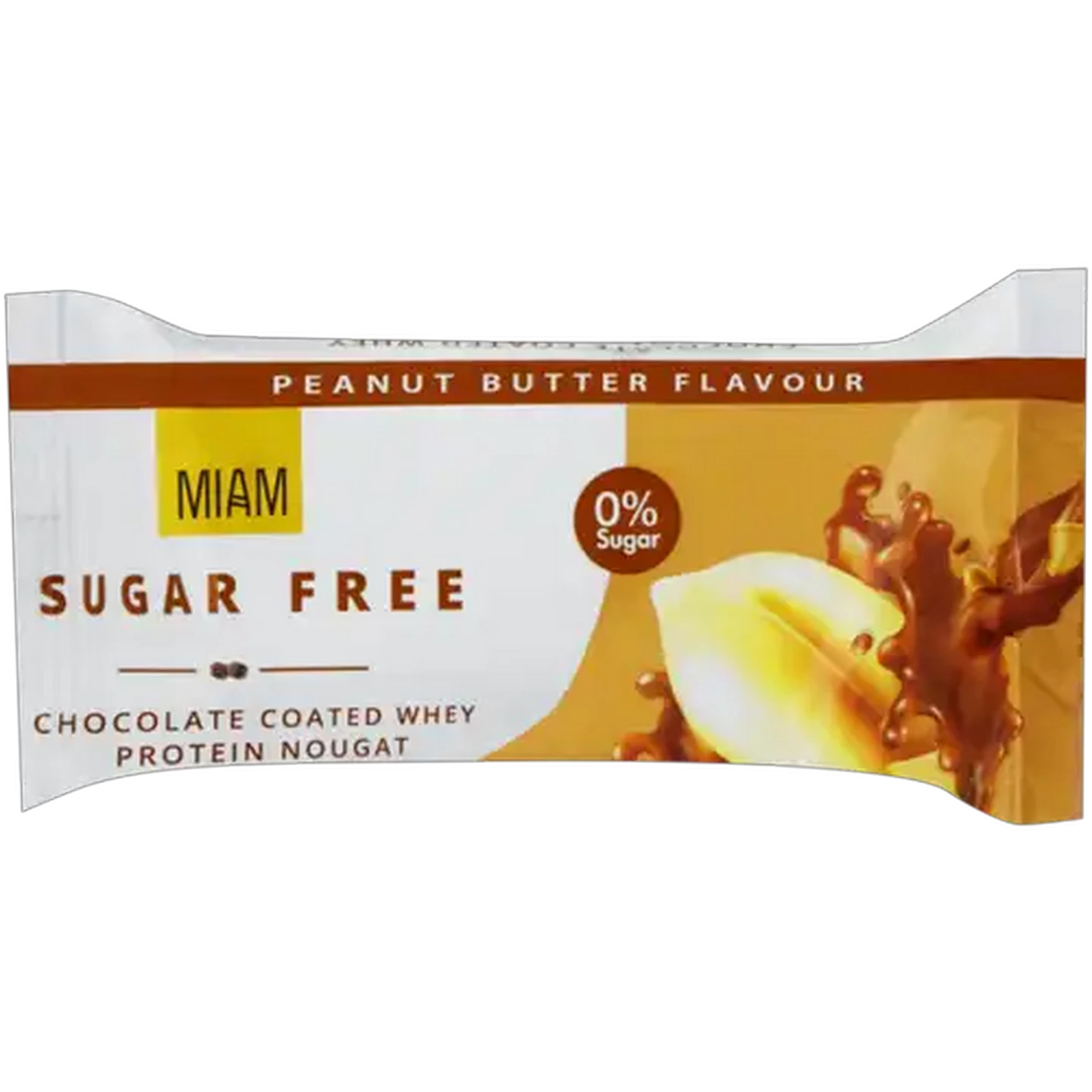 Image of Miam Peanut Butter Flavour Chocolate Coated Whey Protein Nougat 50g