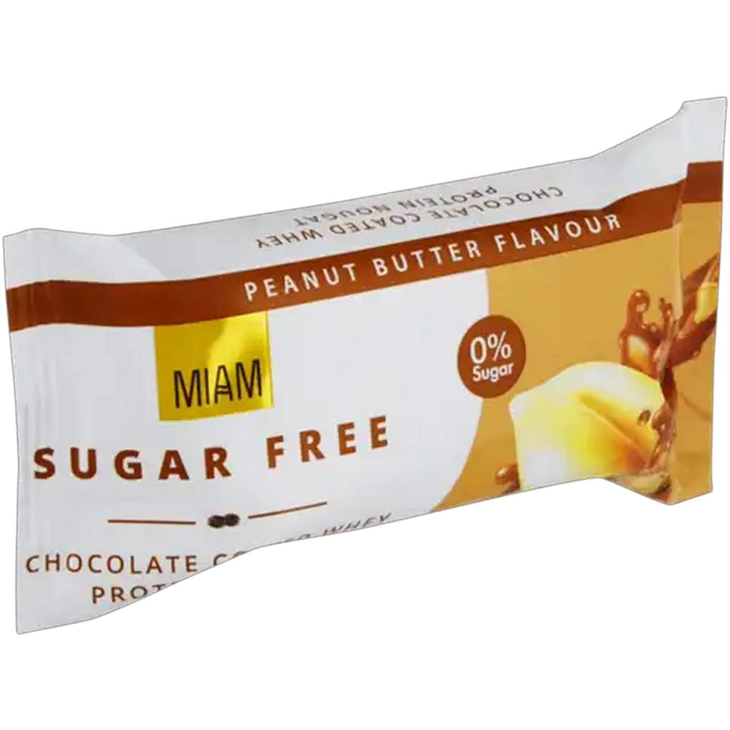 Image of Miam Peanut Butter Flavour Chocolate Coated Whey Protein Nougat 50g