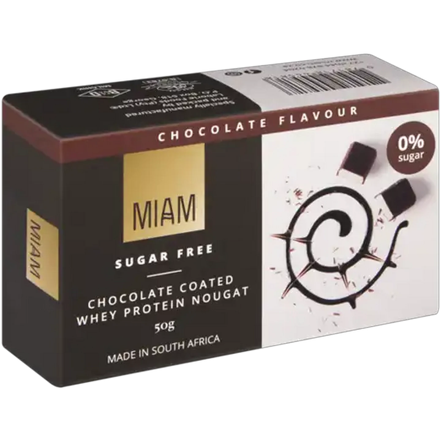 Image of Miam Sugar Free Chocolate Coated Whey Protein Chocolate Flavoured Nougat 50g