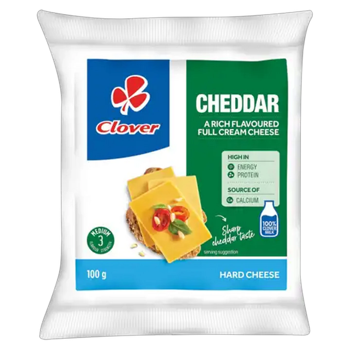 Image of Clover Hard Cheddar Cheese Pack 100g