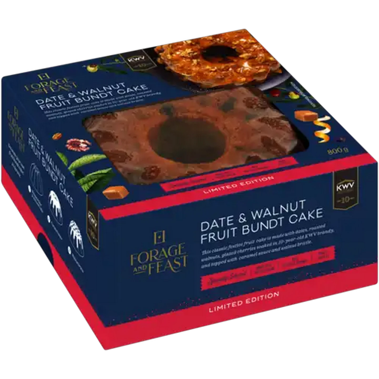 Image of Forage And Feast Limited Edition KWV Date & Walnut Fruit Bundt Cake 850g