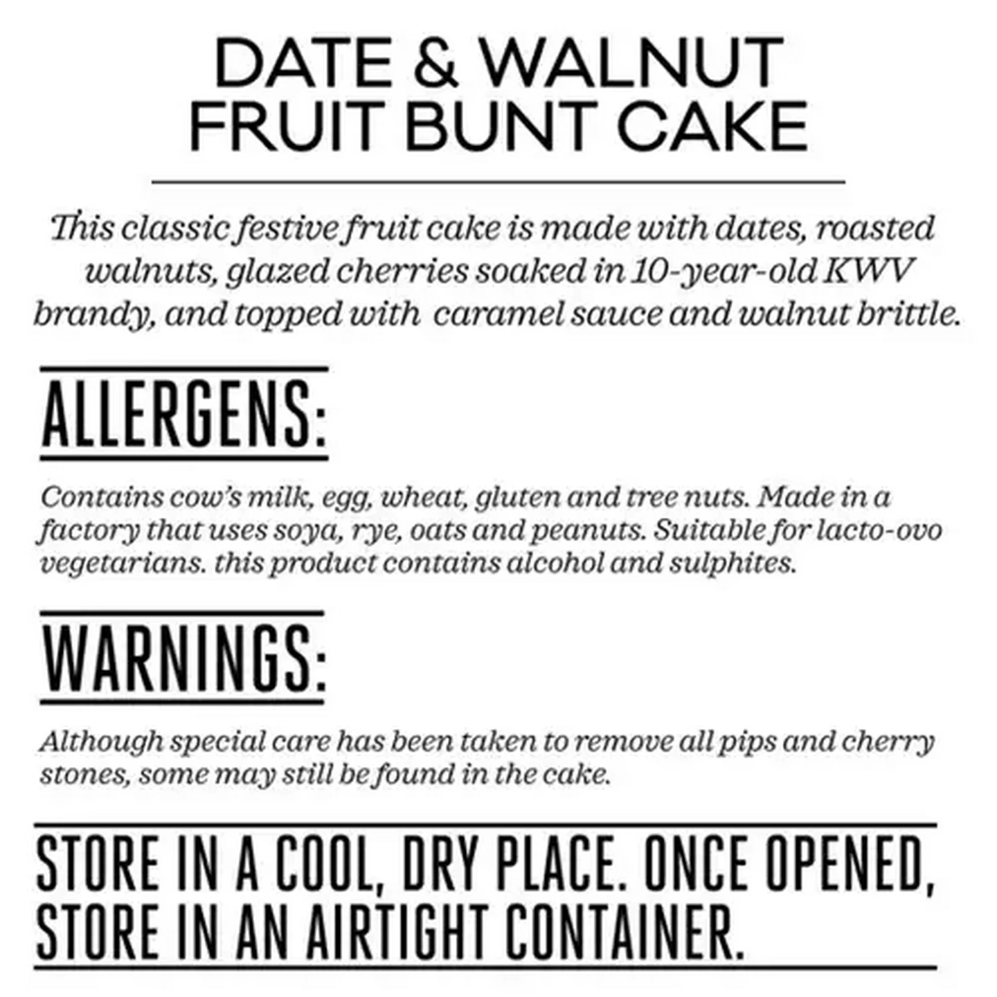Image of Forage And Feast Limited Edition KWV Date & Walnut Fruit Bundt Cake 850g