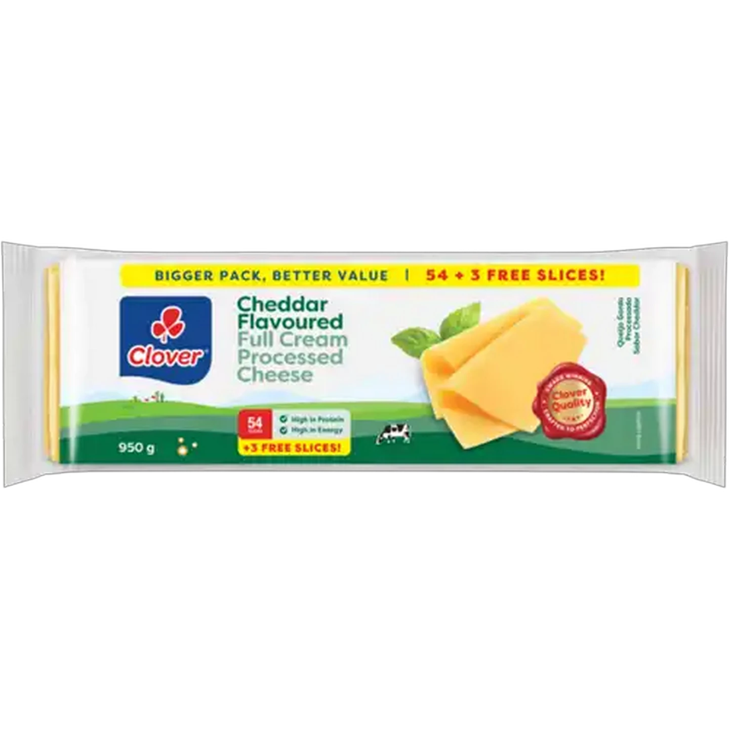 Image of Clover Cheddar Flavoured Sliced Full Cream Processed Cheese 57 Pack