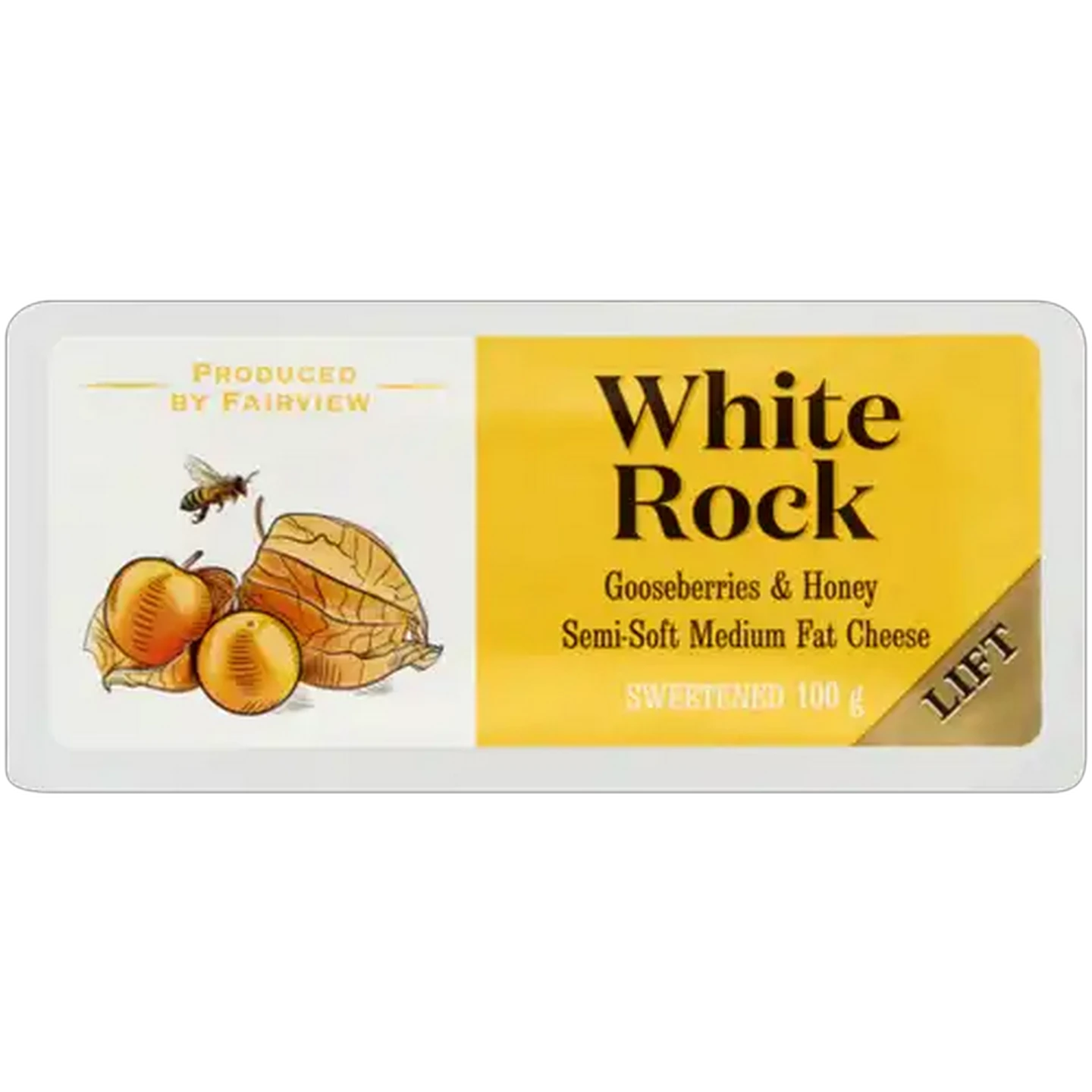 Image of Fairview White Rock Gooseberries & Honey Semi-Soft Medium Fat Cheese 100g