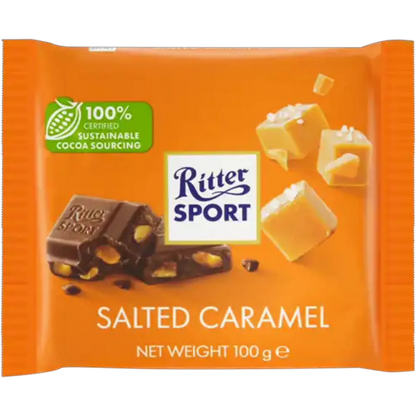 Image of Ritter Sport Salted Caramel Milk Chocolate Slab 100g