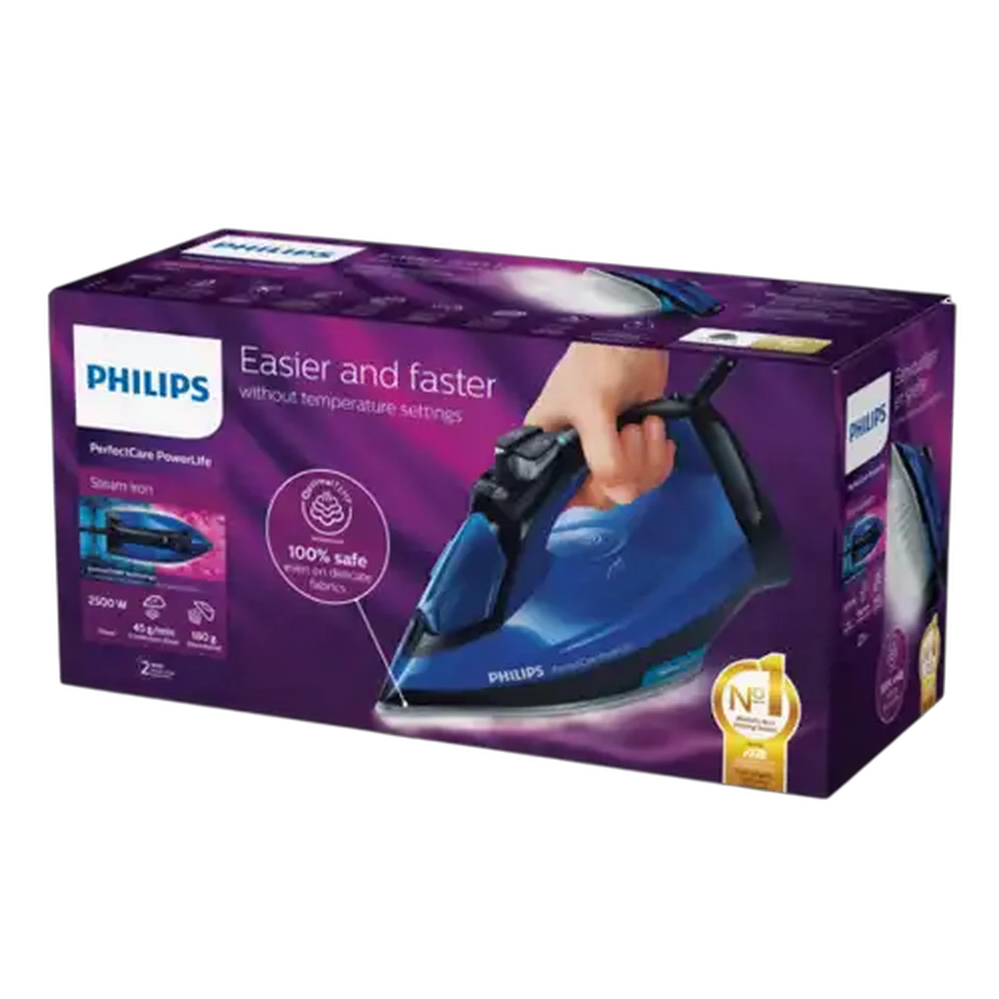 Image of Philips PerfectCare Powerlife Optimal Temperature Blue Steam Iron 2500W