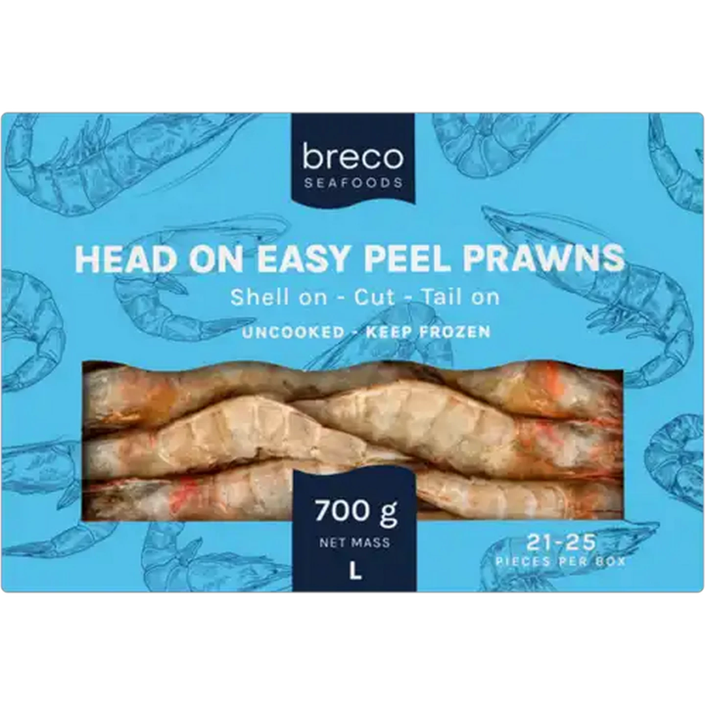 Image of Breco Seafoods Frozen Head-On Vannamei Prawns 700g