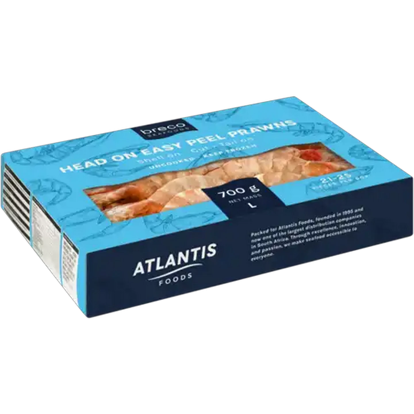 Image of Breco Seafoods Frozen Head-On Vannamei Prawns 700g