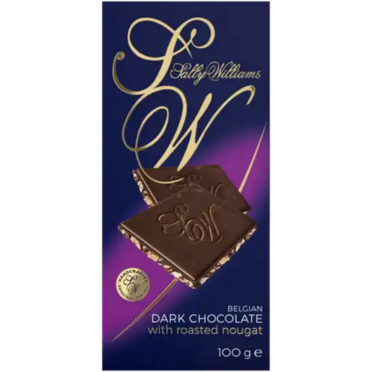 Image of Sally Williams Belgian Dark Chocolate Slab with Roasted Nougat 100g